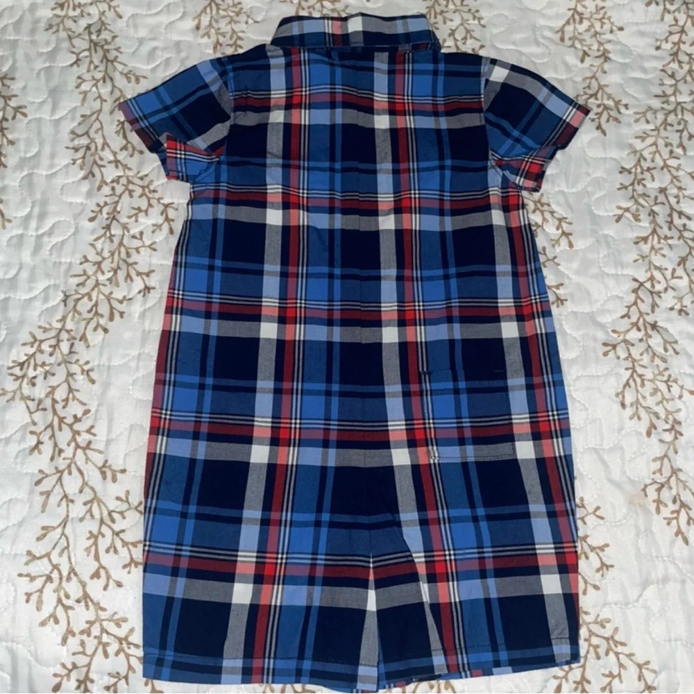 NWT Janie and Jack baby plaid collared button up onesie jumper 6-12 months blue - Picture 2 of 7